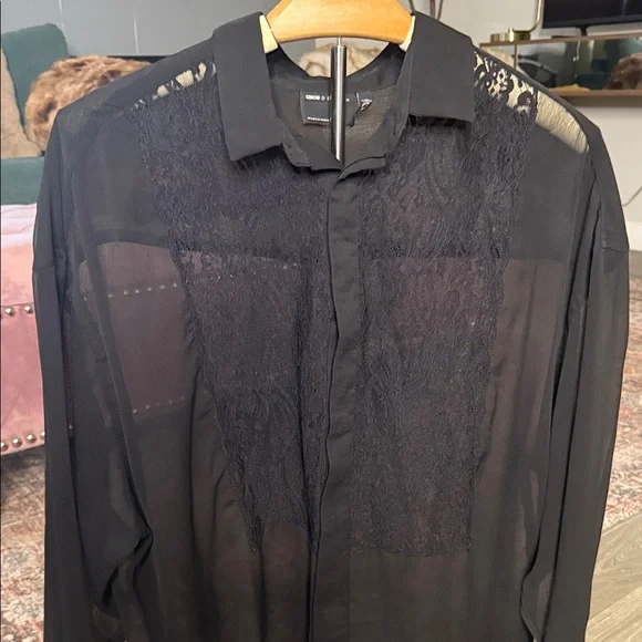 ASOS Design Black sheer, gothic style large shirt - Picture 3 of 9